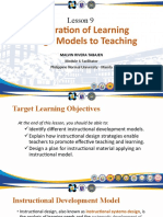 Module 6 - Lesson 9 INTEGRATION OF LEARNING DESIGN MODELS TO TEACHING