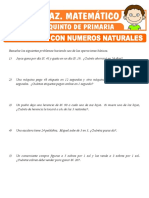 Problemas Con Sumas y Restas de Numeros Naturales para Quinto de Primaria