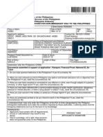 Republic of The Philippines Foreign Service of The Philippines Jakarta Philippine Embassy Application For Non-Immigrant Visa To The Philippines