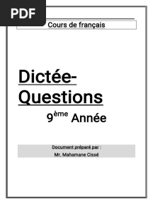 Dictee Questions 9 Annee