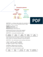 FORMAÇÃO DE PALAVRAS - Exercícios