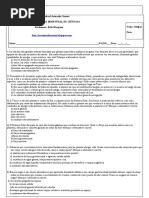 AVALIAÇÃO BIMESTRAL dDE CIÊNCIAS 9° ANO 4° BIMESTRE DE 2022