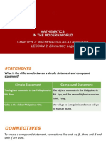 Chapter 2 Chapter 2 Mathematics As A Language - Lesson 2 Elementary Logic