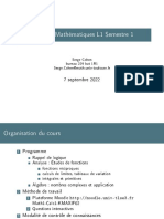 Cours de Mathématiques L1 Semestre 1: 7 Septembre 2022