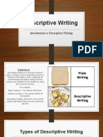 Introduction To Descriptive Writing