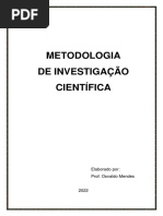 METODOLOGIA de Investigação Científica - Apontamentos - 2022 - II - Semestre