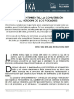 Arrepentimiento, Conversión y Perdón de Pecados