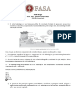 Hidrologia: Prof . Msc. Adriane Lys de Souza Atividades em Aula