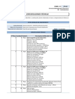 Especificaciones Técnicas: Form. Nº: FO-02