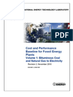 Cost and Performance Baseline For Fossil Energy Plants Volume 1 - Bituminous Coal and Natural Gas To Electricity