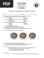 Midterm Examination in Physical Science