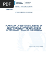 Plan para La Gestión Del Riesgo en Centros Educativos/Espacios de Aprendizaje Y Plan de Emergencia