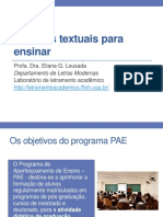 Gêneros Textuais para Ensinar: Profa. Dra. Eliane G. Lousada Laboratório de Letramento Acadêmico