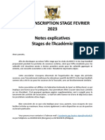 Dossier Inscription Stage Fevrier 2023 Notes Explicatives Stages de L'académie