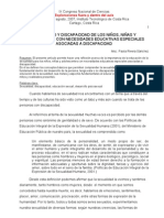 Sexualidad y Discapacidad de Los Niños, Niñas y Adolescentes Con Necesidades Educativas Especiales Asociadas A Discapacida