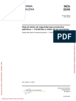 Norma Chilena: Hoja de Datos de Seguridad para Productos Químicos - Contenido y Orden de Las Secciones