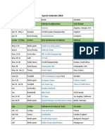 Sports Calendar 2023