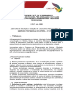 Universidade Católica de Pernambuco Pró-Reitoria de Pesquisa, Pós-Graduação E Inovação Programa de Pós-Graduação em História - Mestrado Profissional