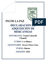 Incos La Paz: Declaracion de Adquisicion de Mercansias