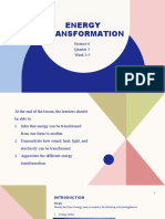 Energy Transformation: Science 6 Quarter 3 Week 3-5