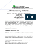 Dilemas E Desafios No Processo de Recrutamento E Seleção de Pessoas Com Deficiência para Inserção No Mercado de Trabalho