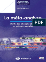 La Méta-Analyse: Méthodes Et Applications en Sciences Sociales