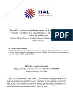 Les Déterminants Psychologiques de La Performance Au Travail. Un Bilan Des Connaissances Et Proposition de Voies de Recherche