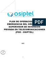 Plan de Operaciones de Emergencia Del Organismo Supervisor de Inversion Privada en Telecomunicaciones (Poe - Osiptel)