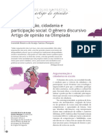 MARQUES Argumentação, Cidadania e Participação Social, o Gênero Discursivo Artigo de Opinião Da Olimpíada