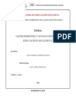 Ensayo Sobre Antecedentes y Evolución de La Educación Inclusiva.