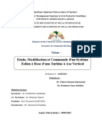 Etude, Modélisation Et Commande D'un Système Eolien À Base D'une Turbine À Axe Vertical