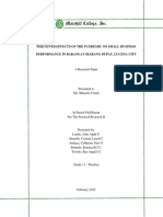 Perceived Effects of The Pandemic On Small Business Performance in Barangay Ibabang Dupay Lucena City GROUP 5 11W