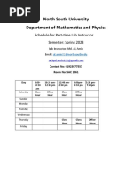 North South University Department of Mathematics and Physics