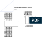 Hoja de Respuestas de La Prueba Diagnóstico de Matemática