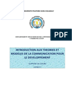 Cours D'introduction Aux Theories Et Modeles de La Communication Pour Le Developpement