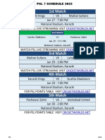 PSL Schedule 2022