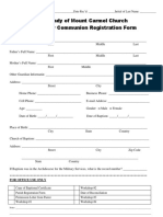 First Holy Communion Registration Form