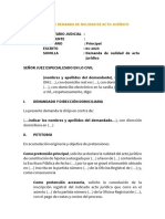 Modelo de Demanda de Nulidad de Acto Jurídico