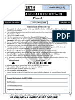 Jee Mains Pattern Test - 03: Phase-I