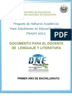 Actividades de Refuerzo - Lenguaje y Literatura - Segunda Prueba de Avance - Primer Año (PRAEM 2011)