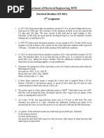 Department of Electrical Engineering, NITR: Electrical Machines (EE 3011) 2 Assignment