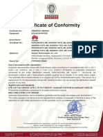 Certificate of Conformity: Use in Accordance With Regulations