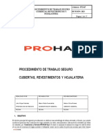 PTS Procedimiento de Trabajo Seguro Trabajos Cubiertas, Revestimientos y Hojalateria