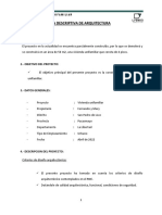 Memoria Descriptiva de Arquitectura Vivienda San Pedro