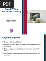 Report Writing and Technical Writing: Richard Bond Academic Skills Advisor Ask@brunel - Ac.uk