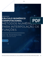 1 - Métodos Numéricos para Interpolação de Funções