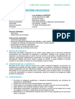 Informe Psicológico: I. Datos Generales