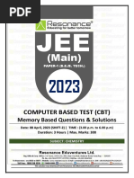 JEE Main 2023 April Session 2 Shift-2 (DT 08-04-2023) Chemistry