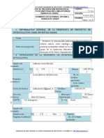 Información General de La Propuesta de Proyecto de Investigación Como Opción de Grado