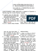 Questionário Da Liçõao 01, 2º Terimestre de 2023 Quando A Família